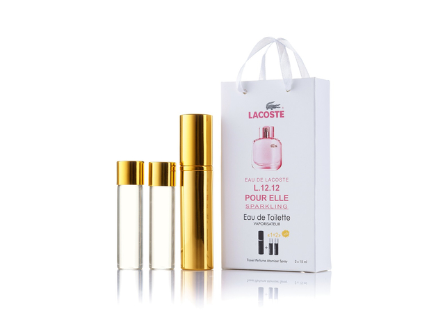 парфюмерия, косметика, духи Lacoste L.12.12 Pour Elle Sparkling 3х15ml мини в подарочной упаковке Женские