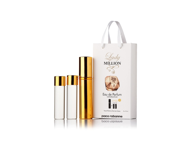парфюмерия, косметика, духи Paco Rabanne «Lady Million» 3x15мл мини в подарочной упаковке Женские